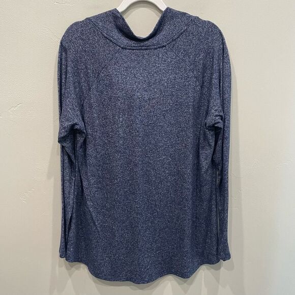 Athleta Blue Heather Grateful Cowl Neck Top - Size: XL - Picture 3 of 6